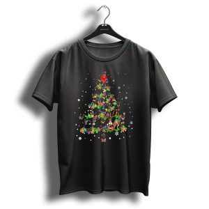 Miniature Pinscher Dog Christmas Tree Snowflakes And Lights T-Shirt