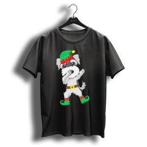 Miniature Schnauzer Dabbing In Christmas Elf Hat And Boots T-Shirt