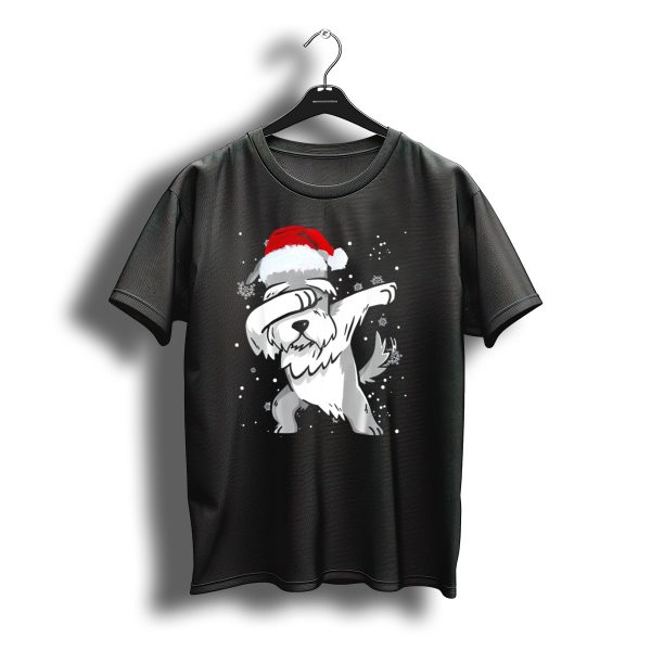 Miniature Schnauzer Dabbing Santa Hat Christmas Snowflakes T Shirt t shirt 1