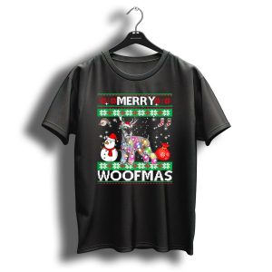 Miniature Schnauzer Merry Woofmas Snowman Lights Reindeer Antlers Christmas Socks Bag T Shirt
