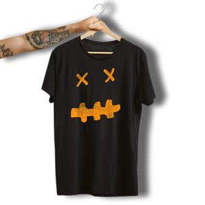 Minimalistic Halloween Ghost Pumpkin Face Simple Cross Eyes T-Shirt