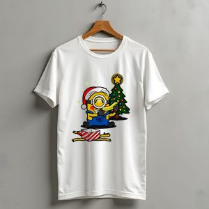 Minion Santa Hat With Banana Christmas Tree And Gift Box T Shirt