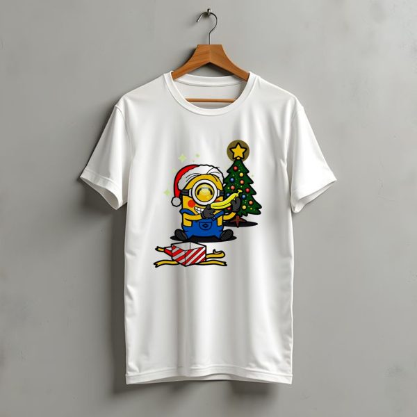 Minion Santa Hat With Banana Christmas Tree And Gift Box T Shirt t shirt 1
