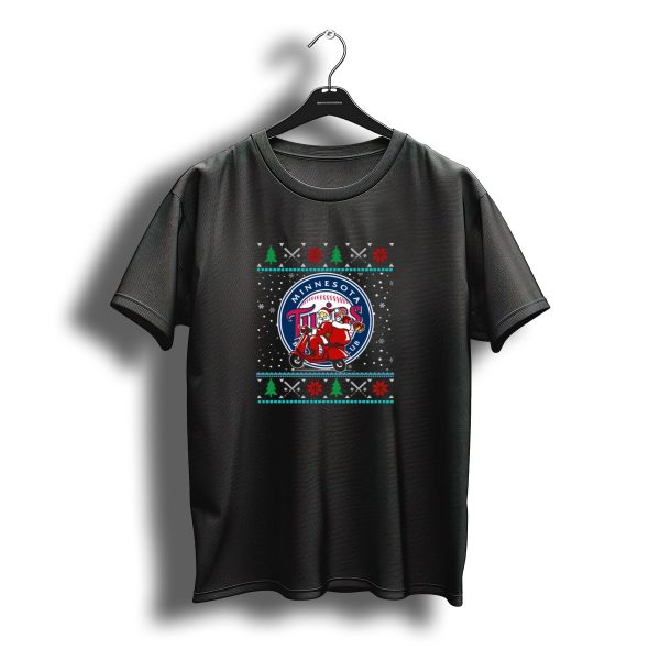 Minnesota Twins Christmas Santa Scooter Ugly Sweater Baseball Club T Shirt t shirt 1