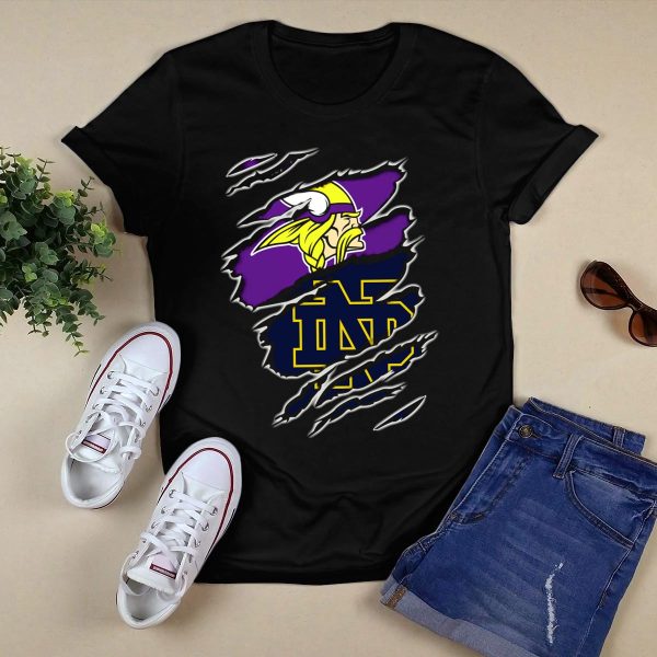 Minnesota Vikings Notre Dame Fighting Irish Collaboration T Shirt Black 1