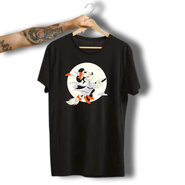 Minnie Mouse Witch Flying On Broomstick Halloween Full Moon T Shirt 1 t shirt 1