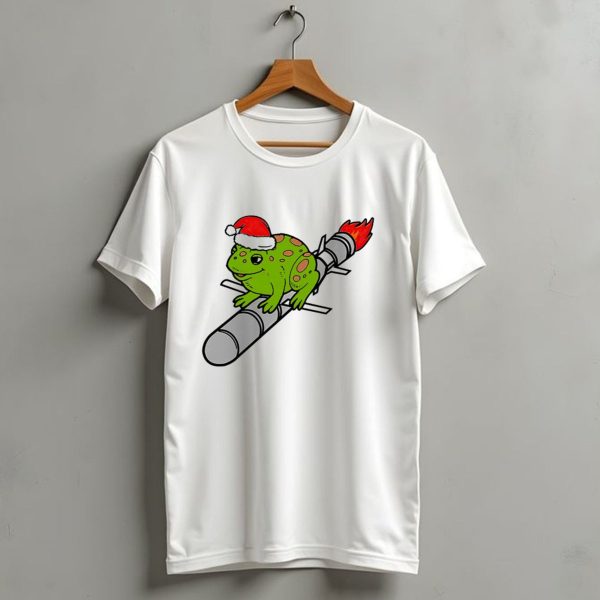 Missile Toad Christmas Frog With Santa Hat Riding A Rocket T Shirt 1 t shirt 1