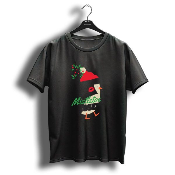 Mistletoe Kisses Funny Christmas Saying Penguin With Hat And Lips T Shirt 1 t shirt 1