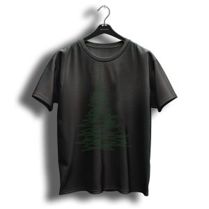 Modern Christmas Tree Abstract Green Geometric Zigzag T Shirt 1