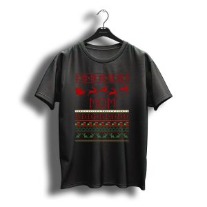Mom Santa Claus Reindeer Sleigh Christmas T-Shirt