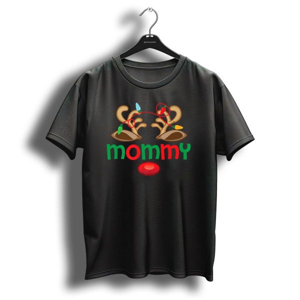 Mommy Reindeer Deer Antlers Lights Christmas Family Group T Shirt 1 t shirt 1
