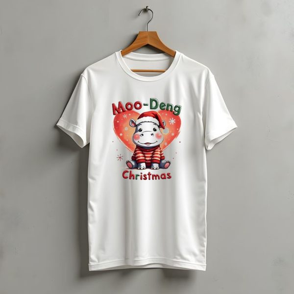 Moo Deng Hippo Santa Christmas T Shirt t shirt 1