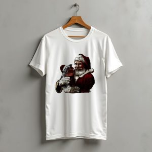 Moo Deng Xmas Funny Christmas Santa Hug Cute Baby Hippo Santa Claus Holiday T-Shirt