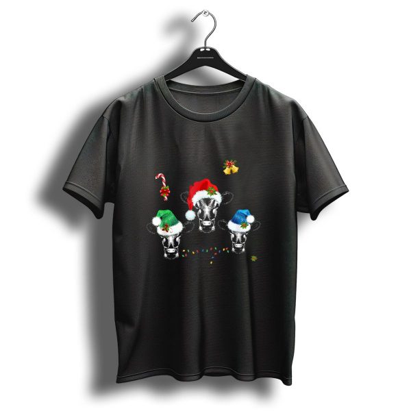 MooY Christmas Heifers Candy Cane Santa Hats Holiday Cows T Shirt 1 t shirt 1