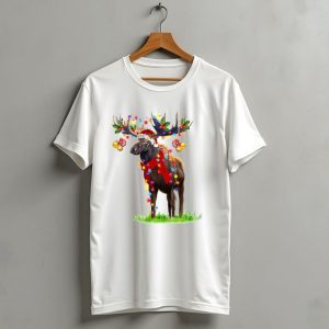 Moose Santa Reindeer Christmas Lights Holiday Deïåcor T Shirt