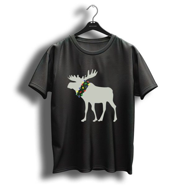 Moose With Festive Christmas Light Wreath T Shirt 1 t shirt 1
