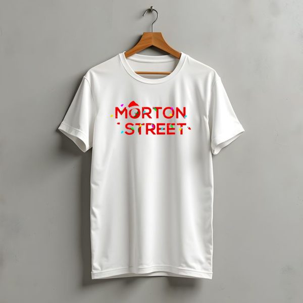 Morton Street Christmas Lights And Santa Hat T Shirt t shirt 1