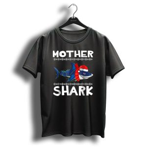 Mother Shark Ugly Christmas Sweater Santa Hat Family T Shirt
