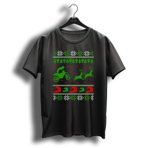 Motocross Enduro Sport Christmas Sweater With Reindeer And Helmets T Shirt
