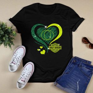 Motor Hd Cycles Oregon Ducks Heart Sparkle T-Shirt