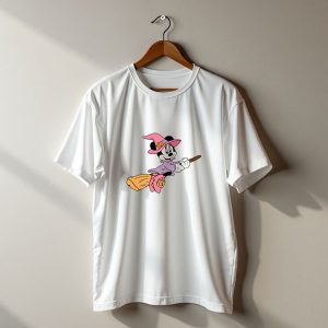 Mouse Witch Pumpkin Hat Broom Halloween Party T-Shirt