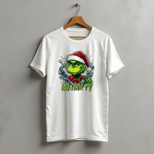 Mrkids T-Shirt Ffix It Grinch Merry Christmas Santa Hat Wrench Holiday T-Shirt