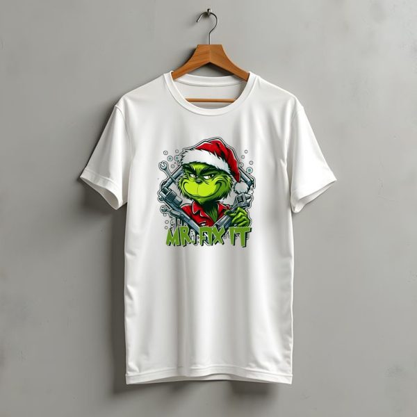 Mrkids t shirt fFix It Grinch Merry Christmas Santa Hat Wrench Holiday T Shirt t shirt 1