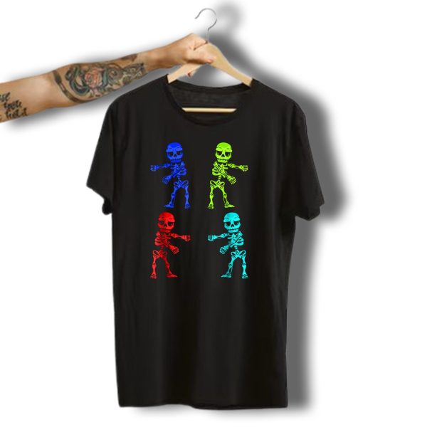 Multicolored Skeletons Flossing Dance Halloween Fun T Shirt 1 t shirt 1
