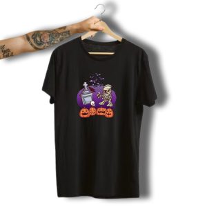Mummy Graveyard Bats Pumpkin Halloween Spooky T-Shirt