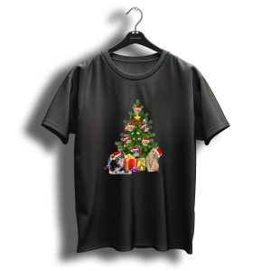 Munchkin Cat Santa Hats Christmas Tree With Gifts And Ornaments T Shirt