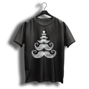 Mustache Christmas Tree Funny Holiday T-Shirt
