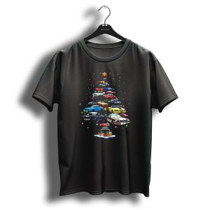 Mustang Christmas Tree With Iconic Cars And Festive Decorations T Shirt