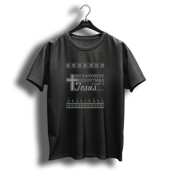 My Favorite Christmas Light Is Jesus Cross John 8 1 t shirt 1