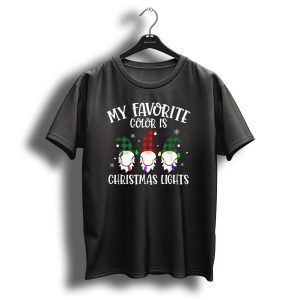 My Favorite Color Is Christmas Lights Gnome Buffalo Plaid T Shirt