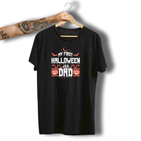 My First Halloween As Dad Pumpkin Moon Bats T Shirt t shirt 1