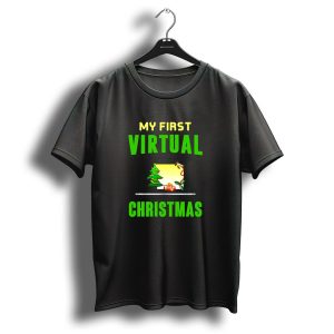 My First Virtual Christmas Laptop Funny Tree And Gifts T-Shirt