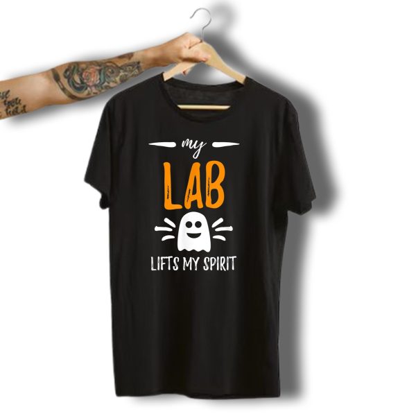 My Lab Lifts My Spirit Halloween Ghost Labrador T Shirt t shirt 1