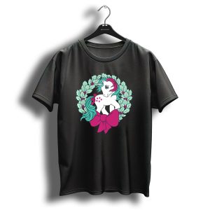 My Little Pony Christmas Holly Wreath With Bow And Pink Mane T-Shirt