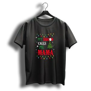 My Squad Calls Me Mama Christmas Lights Santa Tree T Shirt 1