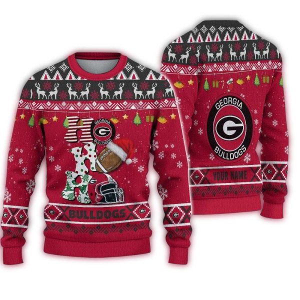 NCAA Georgia Bulldogs Football HO HO HO Ugly Christmas Sweater 1