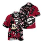 Georgia Bulldogs Mickey And Floral Pattern Hawaiian Shirt