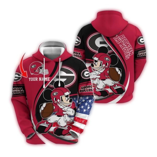 NCAA Georgia Bulldogs Hoodie Mickey Mouse 100 Year Anniversary 1