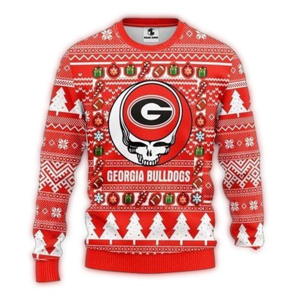 NCAA Georgia Bulldogs Ugly Christmas Sweater The Intelligence Of The Skull Unisex Sweater 1