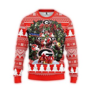 Georgia Bulldogs Ugly Sweater Tree Ugly Christmas Fleece Sweater