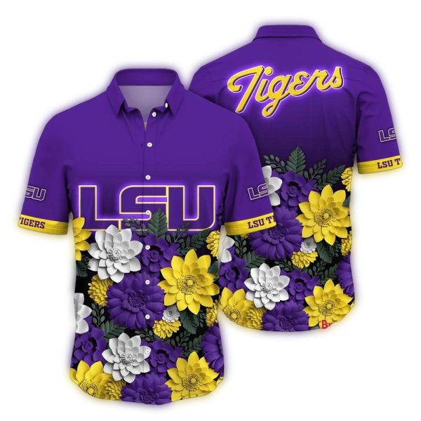 NCAA LSU TIGERS Flower Tropical Summer Beach Hawaiian Shirt 1