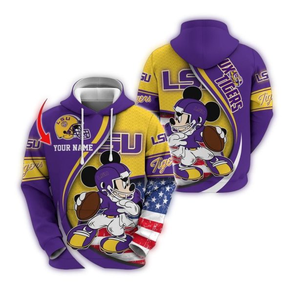 NCAA LSU TIGERS Hoodie Mickey Mouse 100 Year Anniversary 1