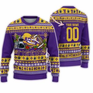 Personalized Lsu Tigers Logo Team Football Christmas Ugly Sweater