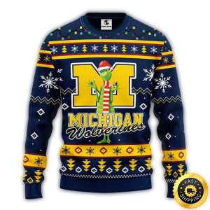 Michigan Wolverines Christmas Funny Grinch Gift For Football Ugly Sweater