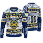 Personalized Michigan Wolverines Reindeer Light Ugly Christmas Sweater
