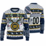 Personalized Notre Dame Fighting Irish Reindeer Light Ugly Christmas Sweater